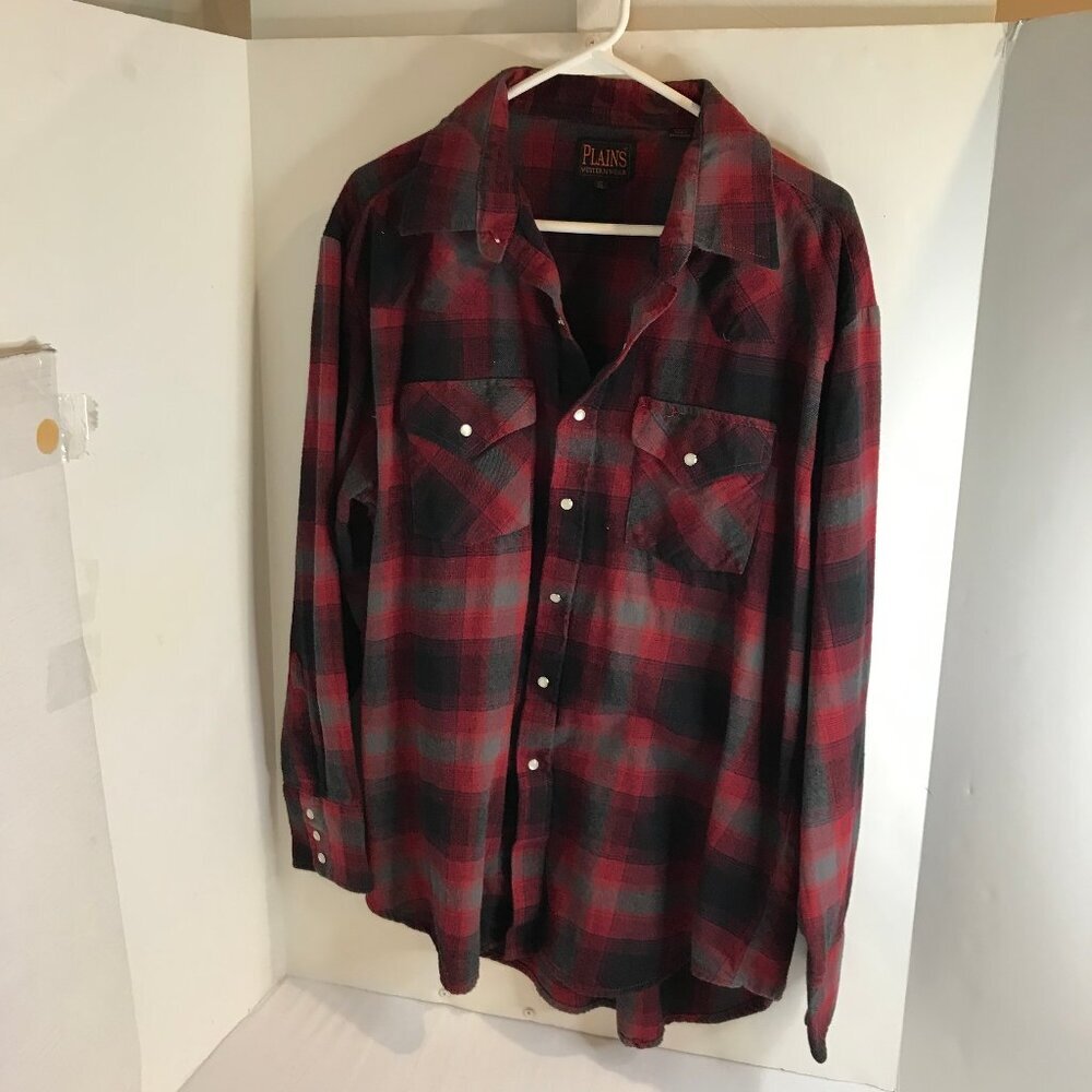 PLAINS WESTERN WEAR MENS PEARL SNAP FLANNEL SIZE XL